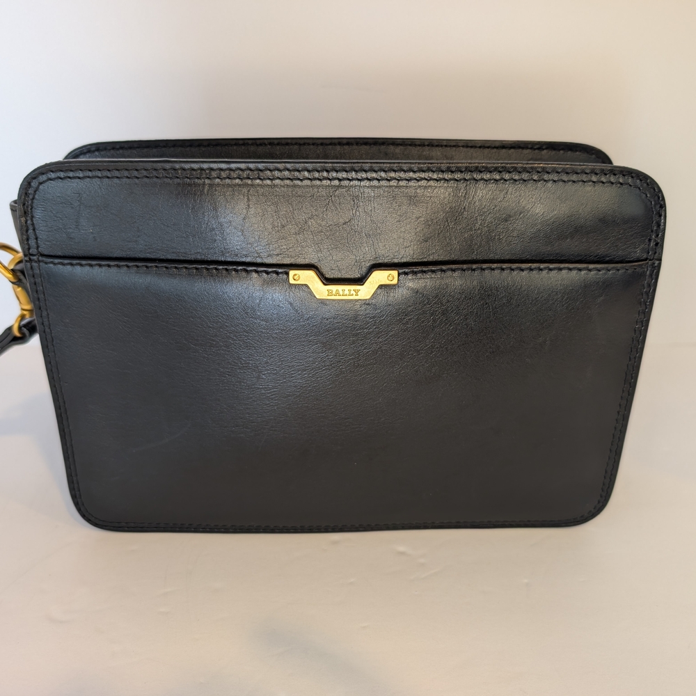 Bally Black Leather Zip Pouch Good Pre-owned Condition